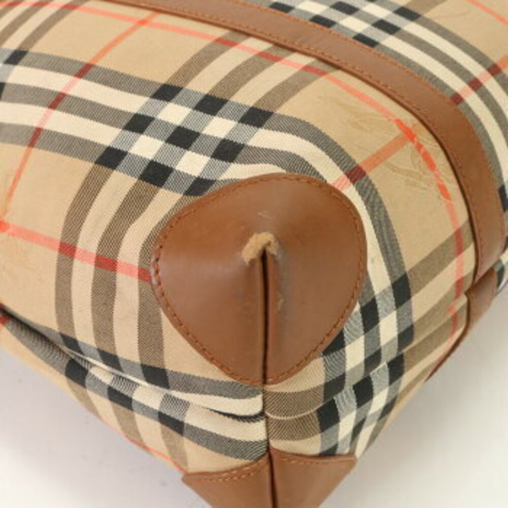 Burberry Nova check horse logo leather tote bag shoulder business document brown - Picture 10 of 14